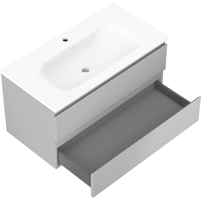 Mexen Orio bathroom cabinet 90 cm with Vela washbasin, 2 drawers, grey matte/white matte - 91A10-09047-2-BFF62-W23M01