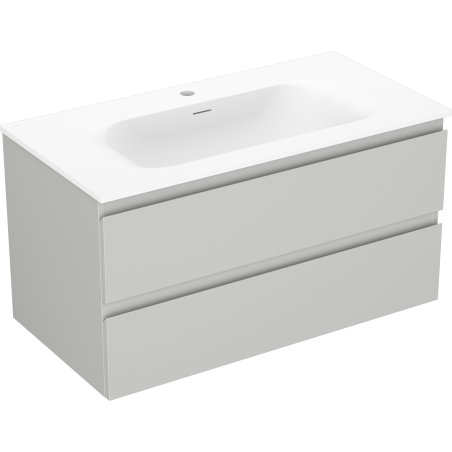 Mexen Orio Badezimmerschrank 90 cm mit Waschbecken Vela, 2 Schubladen, grau matt/weiß matt - 91A10-09047-2-BFF62-W23M01