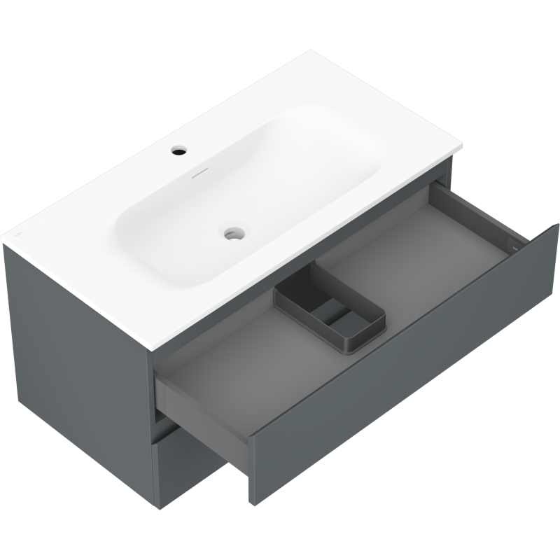 Mexen Orio mueble de baño 90 cm con lavabo Vela, 2 cajones, grafito mate/blanco mate - 91A10-09047-2-BFF66-W23M01