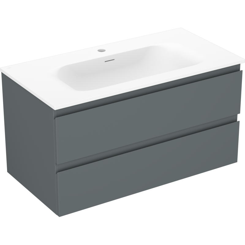 Mexen Orio kylpyhuonekaappi 90 cm pesualtaalla Vela, 2 laatikkoa, grafiitinharmaa matta/valkoinen matta