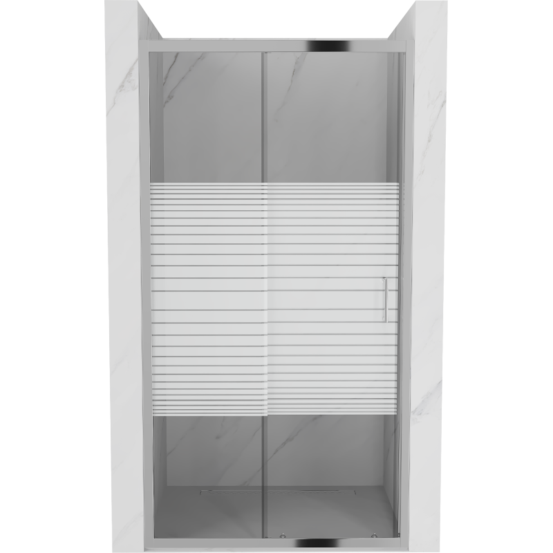 Mexen Apia schuifbare douchedeur 130 cm, strepen, chroom - 845-130-000-01-20