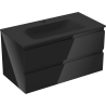 Mexen Orio armario de baño 90 cm con lavabo Vela, 2 cajones, negro brillante/negro mate - 91A10-09047-2-BFF70-W23M71