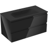 Mexen Orio bathroom cabinet 90 cm with Vela sink, 2 drawers, black gloss/black matte - 91A10-09047-2-BFF70-W23M71