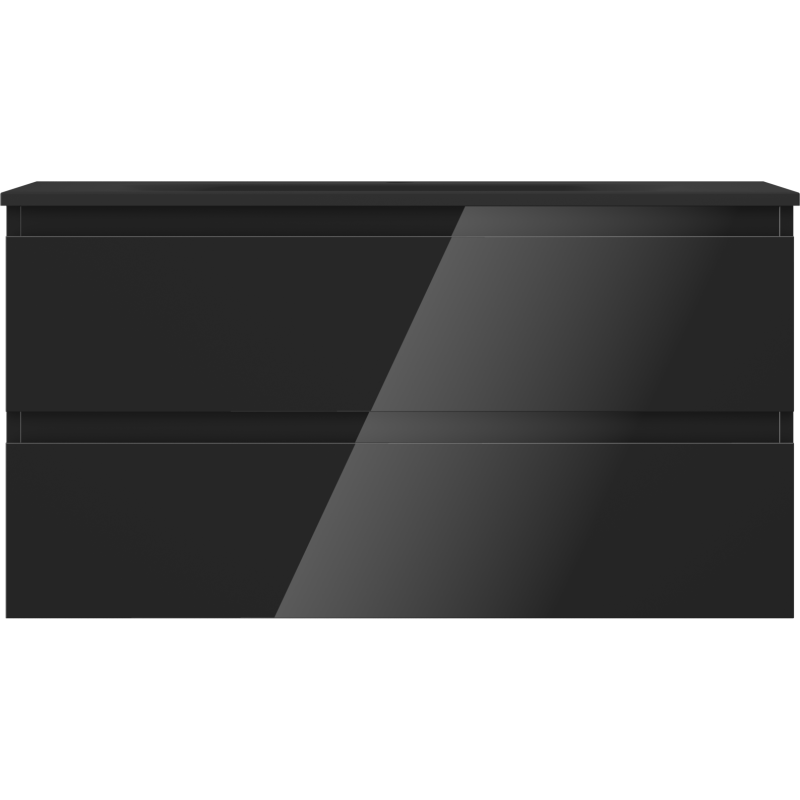 Mexen Orio badkamerkast 90 cm met wastafel Vela, 2 laden, zwart glans/zwart mat - 91A10-09047-2-BFF70-W23M71