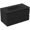 Mexen Orio mueble de baño de 90 cm con lavabo Vela, 2 cajones, negro mate - 91A10-09047-2-BFF71-W23M71
