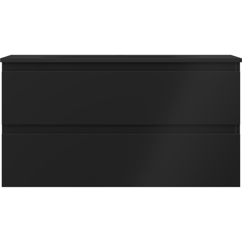 Mexen Orio Badezimmerschrank 90 cm mit Waschbecken Vela, 2 Schubladen, Schwarz Matt - 91A10-09047-2-BFF71-W23M71