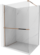 Mexen Kioto+ ścianka prysznicowa z półką Walk-in 80 x 200 cm, transparent, różowe złoto - 800-080-121-60-00