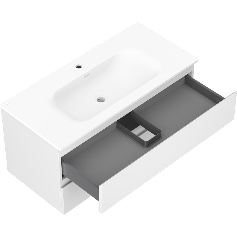 Mexen Orio armoire de salle de bain 100 cm avec lavabo Vela, 2 tiroirs, blanc mat - 91A10-10047-2-BFF01-W23M01
