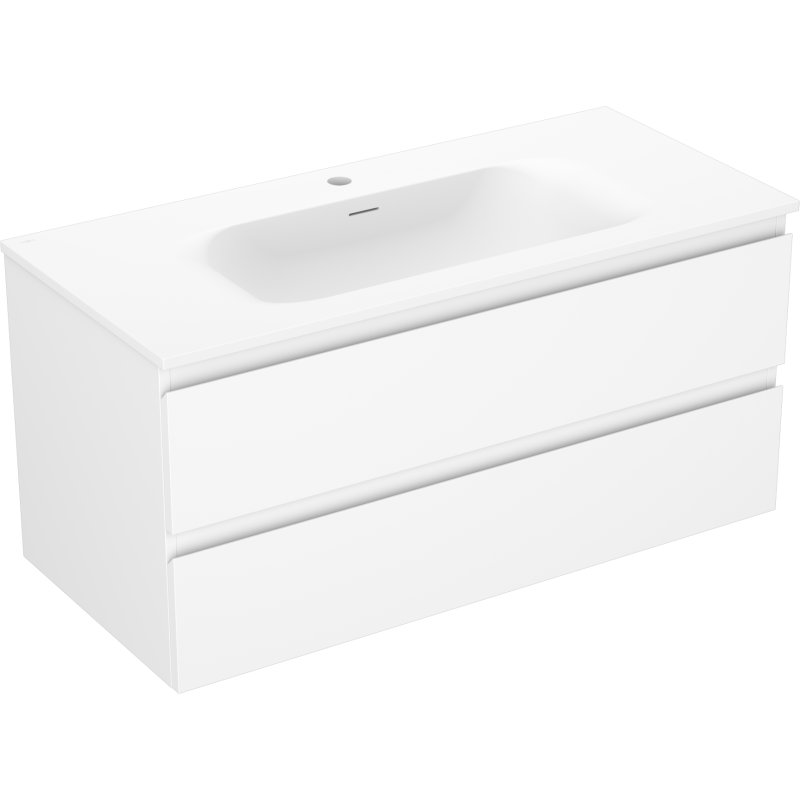 Mexen Orio armoire de salle de bain 100 cm avec lavabo Vela, 2 tiroirs, blanc mat - 91A10-10047-2-BFF01-W23M01