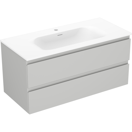 Mexen Orio bathroom cabinet 100 cm with Vela washbasin, 2 drawers, grey matte/white matte - 91A10-10047-2-BFF62-W23M01