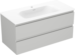 Mexen Orio gabinete de baño de 100 cm con lavabo Vela, 2 cajones, gris mate/blanco mate - 91A10-10047-2-BFF62-W23M01