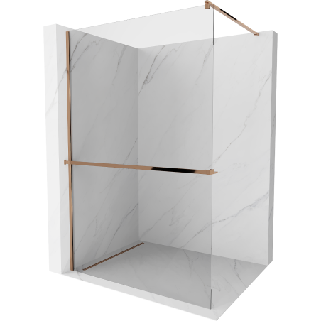 Mexen Kioto+ douchewand met plank Walk-in 110 x 200 cm, transparant, rosé goud - 800-110-121-60-00