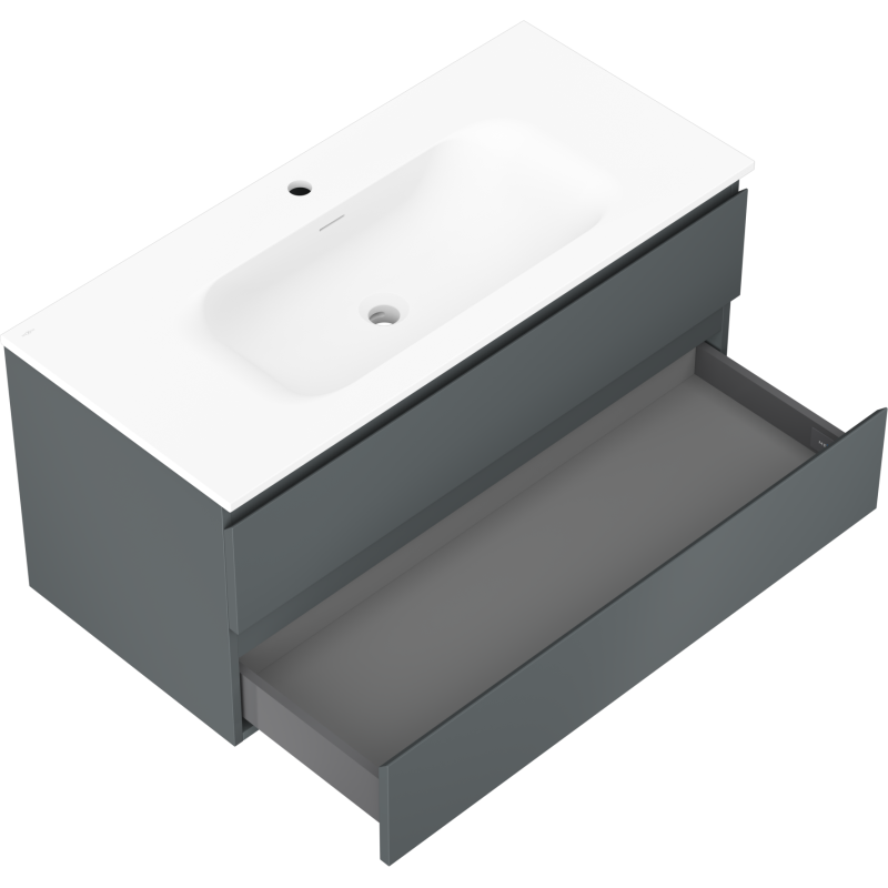 Mexen Orio armoire de salle de bain 100 cm avec lavabo Vela, 2 tiroirs, graphite mat/blanc mat - 91A10-10047-2-BFF66-W23M01