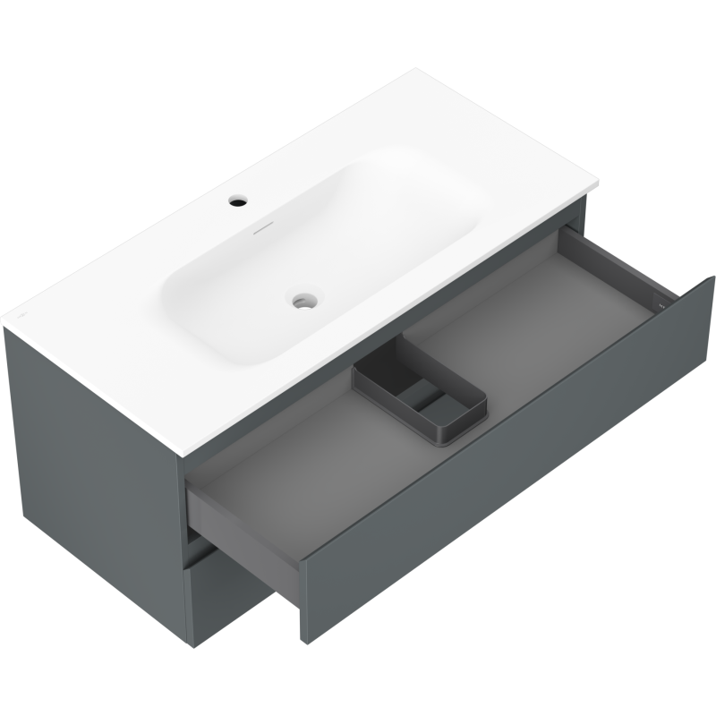 Mexen Orio armoire de salle de bain 100 cm avec lavabo Vela, 2 tiroirs, graphite mat/blanc mat - 91A10-10047-2-BFF66-W23M01