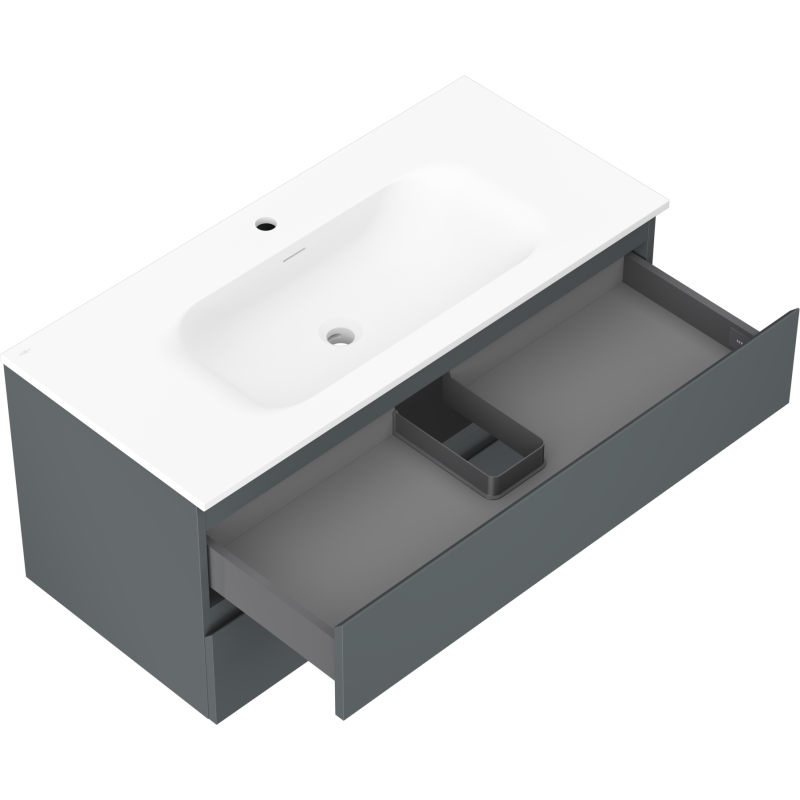 Mexen Orio gabinete de baño 100 cm con lavabo Vela, 2 cajones, grafito mate/blanco mate - 91A10-10047-2-BFF66-W23M01