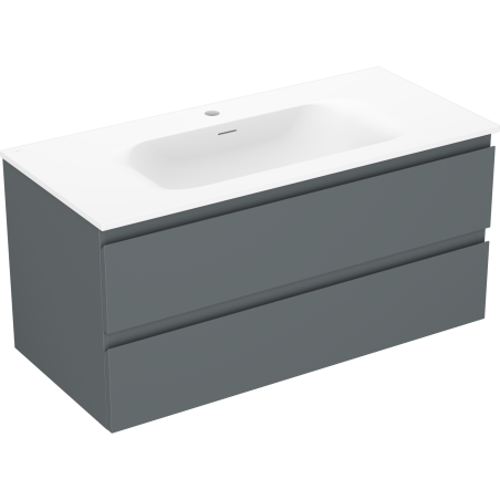 Mexen Orio 100 cm Bathroom Cabinet with Vela Sink, 2 Drawers, Matte Graphite/Matte White - 91A10-10047-2-BFF66-W23M01