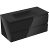 Mexen Orio Badezimmerspiegel 100 cm mit Waschbecken Vela, 2 Schubladen, Schwarz Glanz/Schwarz Matt - 91A10-10047-2-BFF70-W23M71