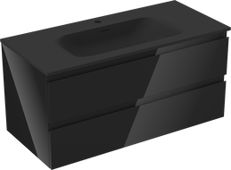 Mexen Orio credenza da bagno 100 cm con lavabo Vela, 2 cassetti, nero lucido/nero opaco - 91A10-10047-2-BFF70-W23M71