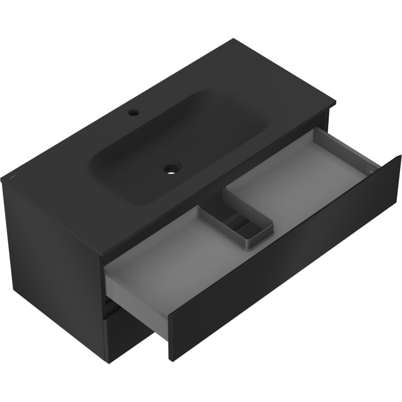 Mexen Orio mobile da bagno 100 cm con lavabo Vela, 2 cassetti, nero opaco - 91A10-10047-2-BFF71-W23M71