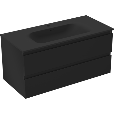 Mexen Orio bathroom cabinet 100 cm with Vela sink, 2 drawers, black matte - 91A10-10047-2-BFF71-W23M71