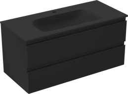 Mexen Orio armoire de salle de bain 100 cm avec lavabo Vela, 2 tiroirs, noir mat - 91A10-10047-2-BFF71-W23M71