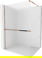 Mexen Kioto+ ścianka prysznicowa z półką Walk-in 120 x 200 cm, szron, różowe złoto - 800-120-121-60-30