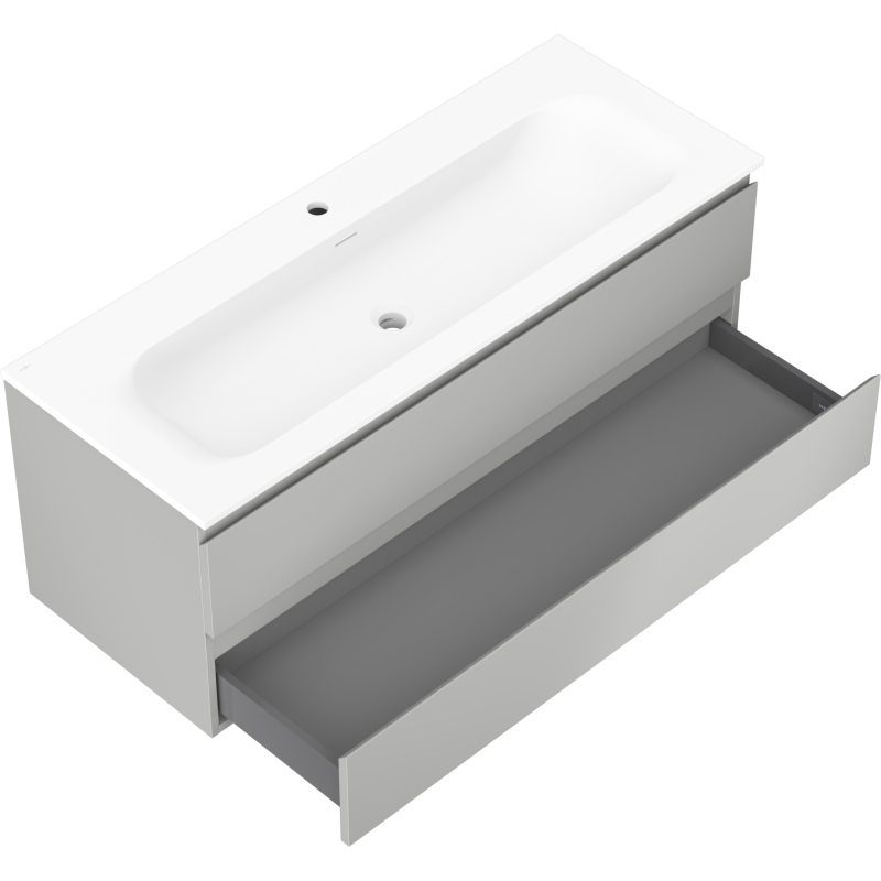 Mexen Orio bathroom cabinet 120 cm with Vela washbasin, 2 drawers, grey matt/white matt - 91A10-12047-2-BFF62-W23M01