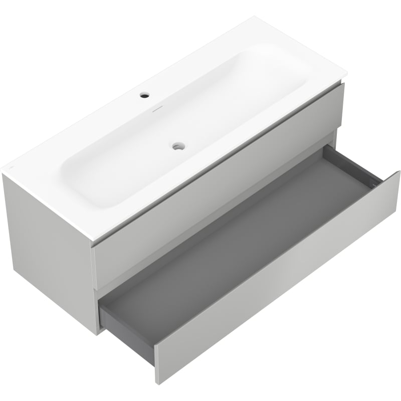 Mexen Orio szafka łazienkowa 120 cm z umywalką Vela, 2 szuflady, szara mat/biała mat - 91A10-12047-2-BFF62-W23M01