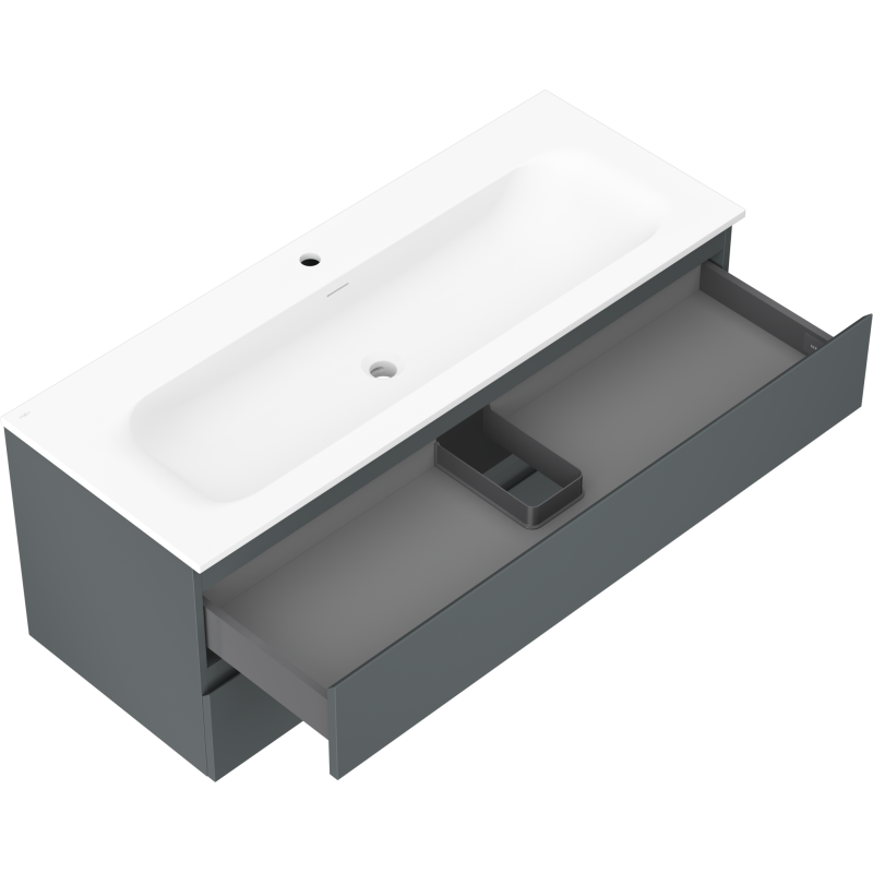 Mexen Orio armario de baño 120 cm con lavabo Vela, 2 cajones, grafito mate/blanco mate - 91A10-12047-2-BFF66-W23M01