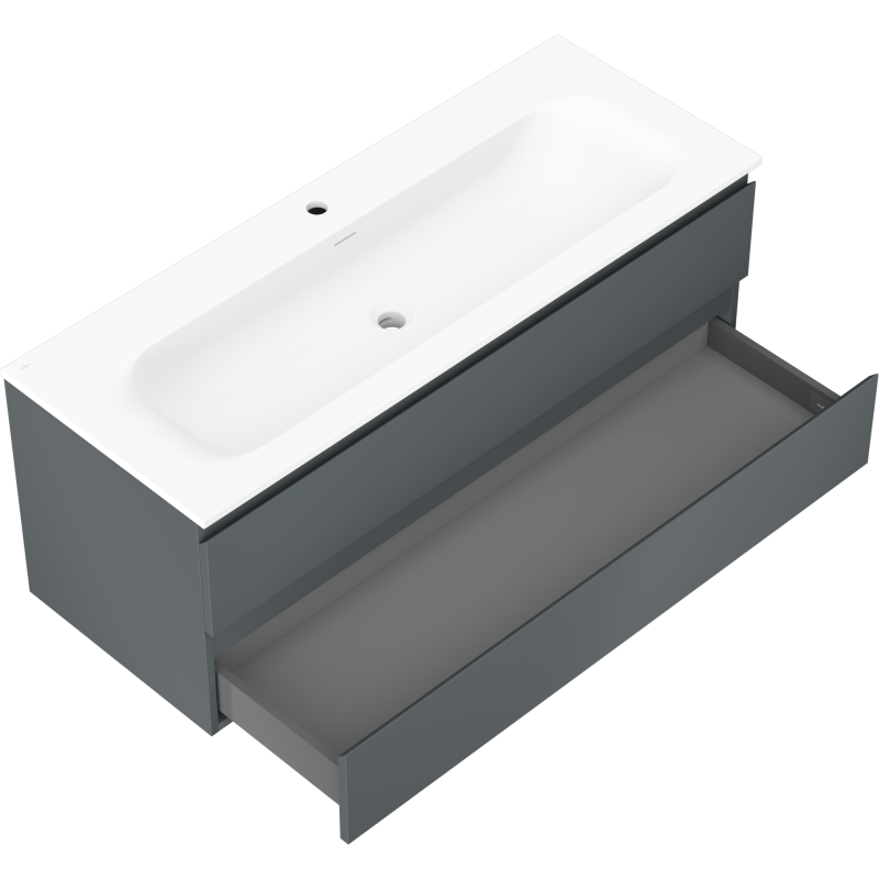 Mexen Orio armario de baño 120 cm con lavabo Vela, 2 cajones, grafito mate/blanco mate - 91A10-12047-2-BFF66-W23M01