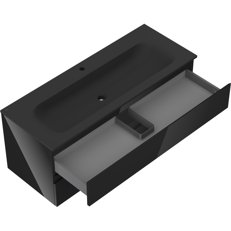 Mexen Orio mobile da bagno 120 cm con lavabo Vela, 2 cassetti, nero lucido/nero opaco - 91A10-12047-2-BFF70-W23M71