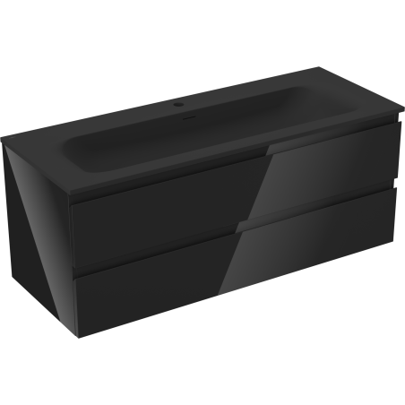 Mexen Orio 120 cm bathroom cabinet with Vela sink, 2 drawers, black gloss/black matte - 91A10-12047-2-BFF70-W23M71