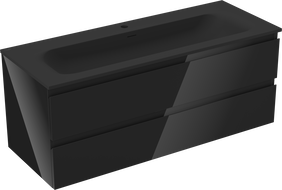 Mexen Orio mueble de baño 120 cm con lavabo Vela, 2 cajones, negro brillo/negro mate - 91A10-12047-2-BFF70-W23M71