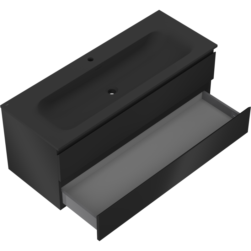 Mexen Orio gabinete de baño 120 cm con lavabo Vela, 2 cajones, negro mate - 91A10-12047-2-BFF71-W23M71