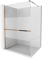 Mexen Kioto+ paroi de douche avec étagère Walk-in 90 x 200 cm, transparent/givre, or rose - 800-090-121-60-35