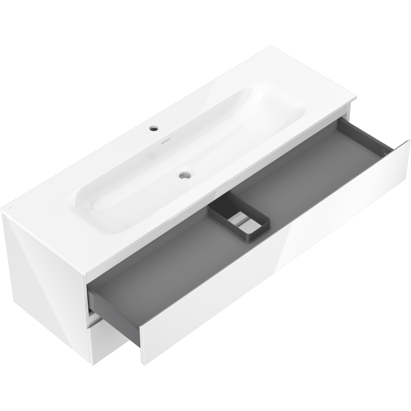 Mexen Orio mobile bagno 140 cm con lavabo Vela, 2 cassetti, bianco lucido - 91A10-14047-2-BFF00-W23M00