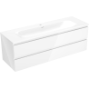 Mexen Orio Badezimmerschrank 140 cm mit Waschbecken Vela, 2 Schubladen, weiß glänzend - 91A10-14047-2-BFF00-W23M00