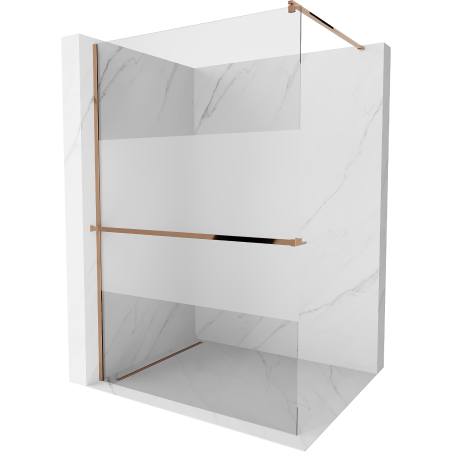Mexen Kioto+ paroi de douche avec étagère Walk-in 100 x 200 cm, transparent/sablé, or rose - 800-100-121-60-35