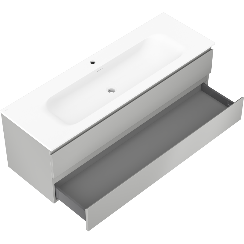 Mexen Orio armario de baño 140 cm con lavabo Vela, 2 cajones, gris mate/blanco mate - 91A10-14047-2-BFF62-W23M01