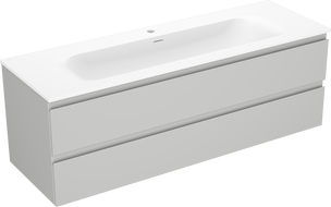 Mexen Orio bathroom cabinet 140 cm with Vela sink, 2 drawers, grey matte/white matte - 91A10-14047-2-BFF62-W23M01