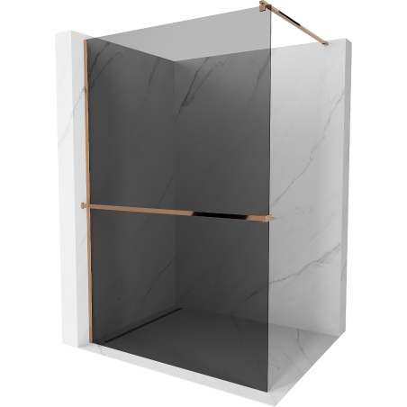 Mexen Kioto+ Duschwand mit Ablage Walk-in 70 x 200 cm, Graphit, Roségold - 800-070-121-60-40