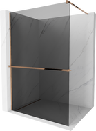 Mexen Kioto+ duschvägg med hylla Walk-in 70 x 200 cm, grafit, roséguld - 800-070-121-60-40