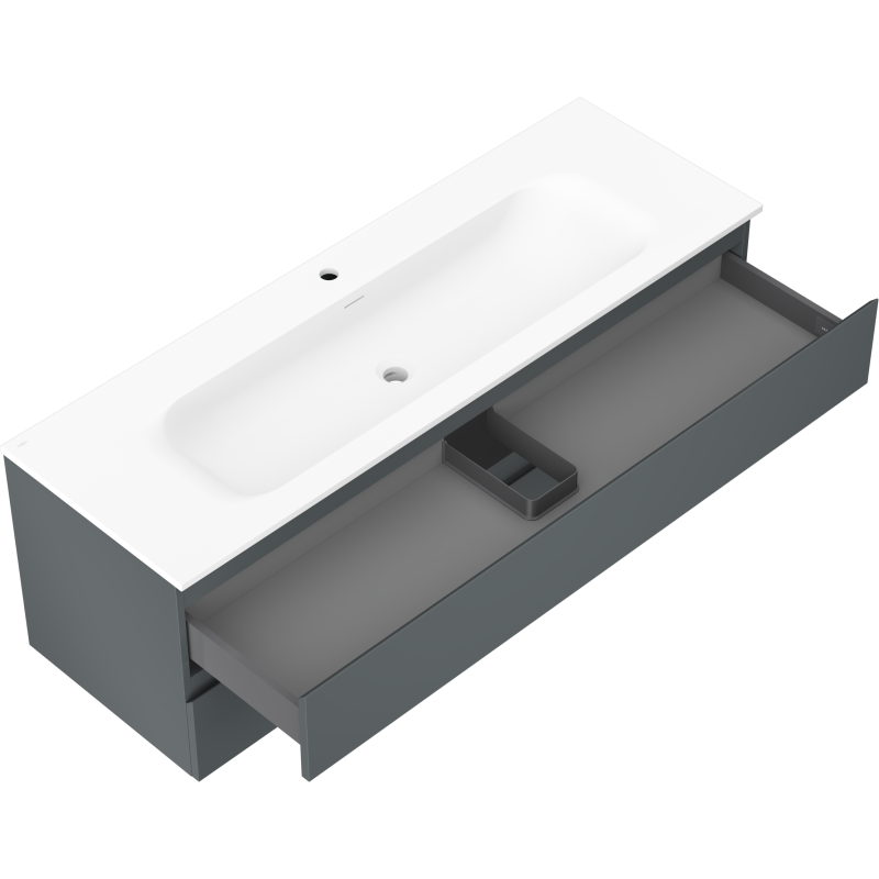 Mexen Orio armario de baño de 140 cm con lavabo Vela, 2 cajones, grafito mate/blanco mate - 91A10-14047-2-BFF66-W23M01