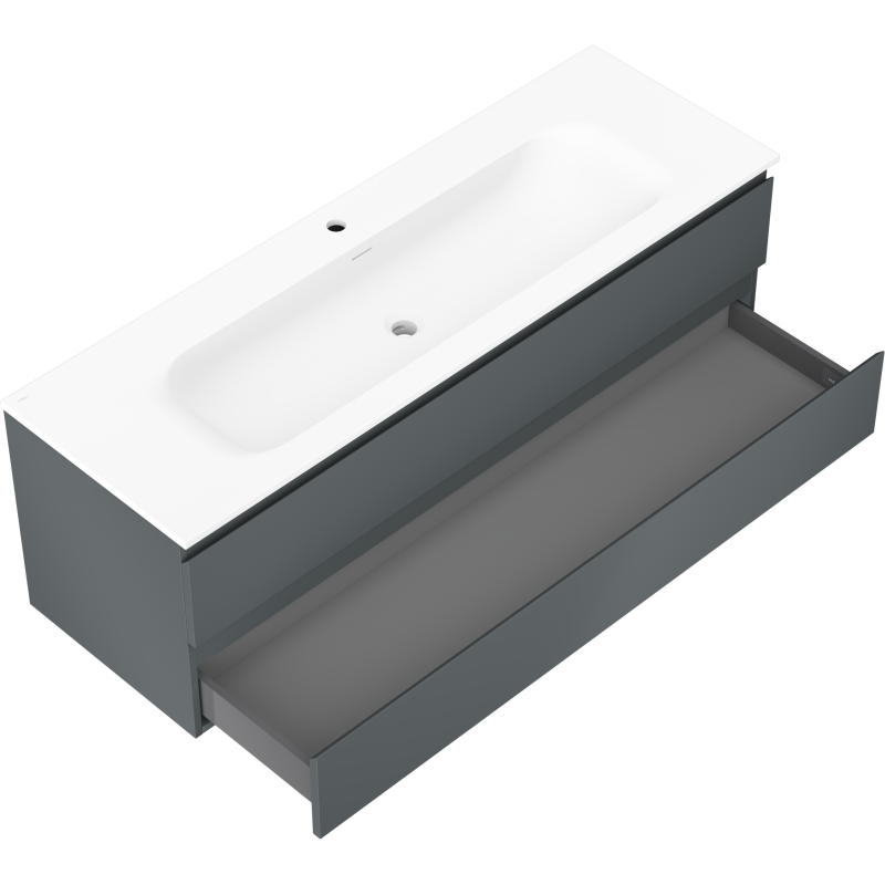 Mexen Orio kopalniška omara 140 cm z umivalnikom Vela, 2 predala, grafit mat/bela mat - 91A10-14047-2-BFF66-W23M01