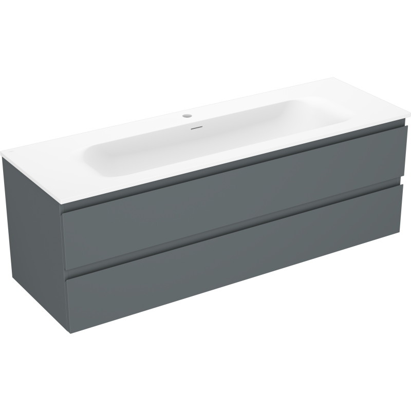 Mexen Orio Gabinete de baño de 140 cm con lavabo Vela, 2 cajones, grafito mate/blanco mate - 91A10-14047-2-BFF66-W23M01
