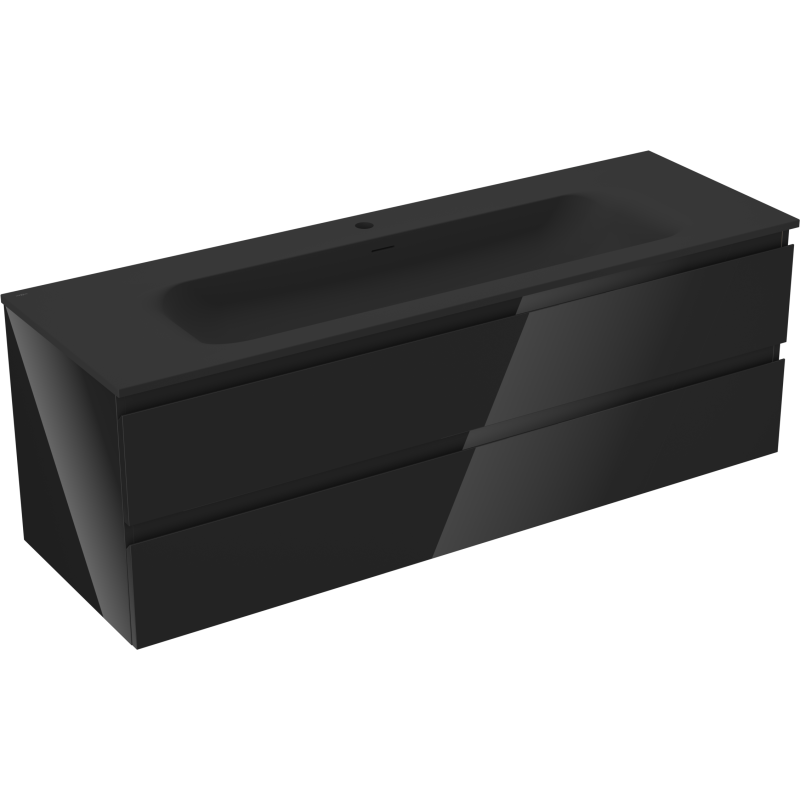 Mexen Orio Badezimmerunterschrank 140 cm mit Waschbecken Vela, 2 Schubladen, schwarz glänzend/schwarz matt - 91A10-14047-2-BFF7?