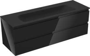 Mexen Orio badkamerkast 140 cm met wastafel Vela, 2 lades, zwart glanzend/zwart mat - 91A10-14047-2-BFF70-W23M71