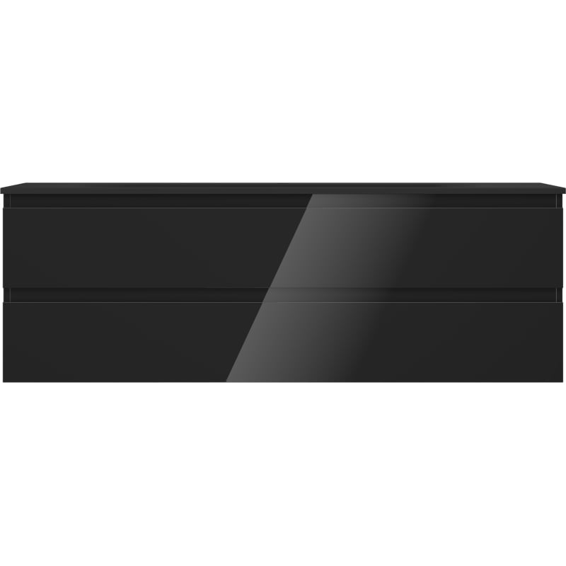 Mexen Orio 140 cm bathroom cabinet with sink Vela, 2 drawers, black gloss/black matte - 91A10-14047-2-BFF70-W23M71