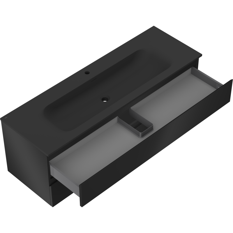 Mexen Orio armario de baño 140 cm con lavabo Vela, 2 cajones, negro mate - 91A10-14047-2-BFF71-W23M71