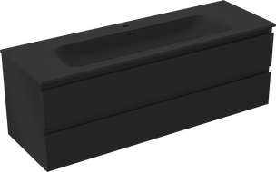 Mexen Orio armario de baño 140 cm con lavabo Vela, 2 cajones, negro mate - 91A10-14047-2-BFF71-W23M71